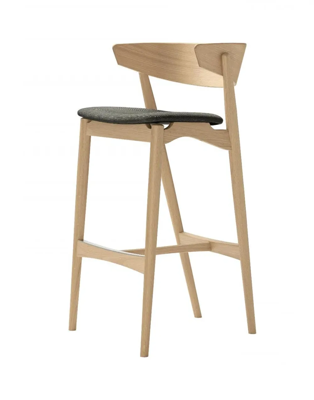 65cm Bar Stool with Backrest - Oak