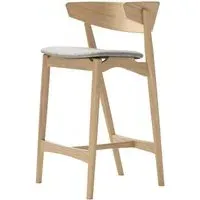 65cm Bar Stool with Backrest - Oak