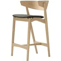 65cm Bar Stool with Backrest - Oak