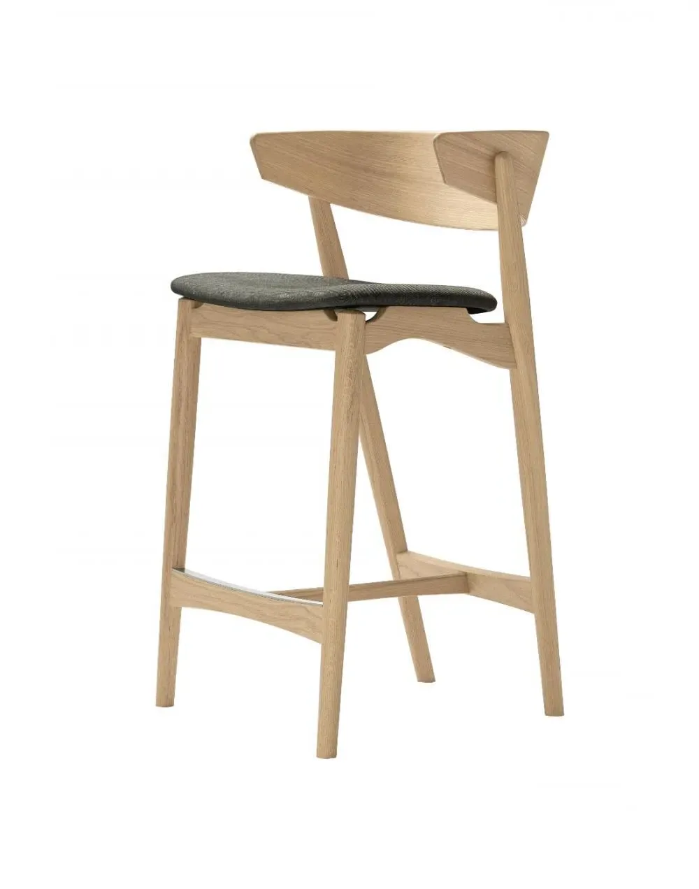 65cm Bar Stool with Backrest - Oak