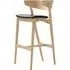 75cm Bar Stool with Backrest - Black, Leather
