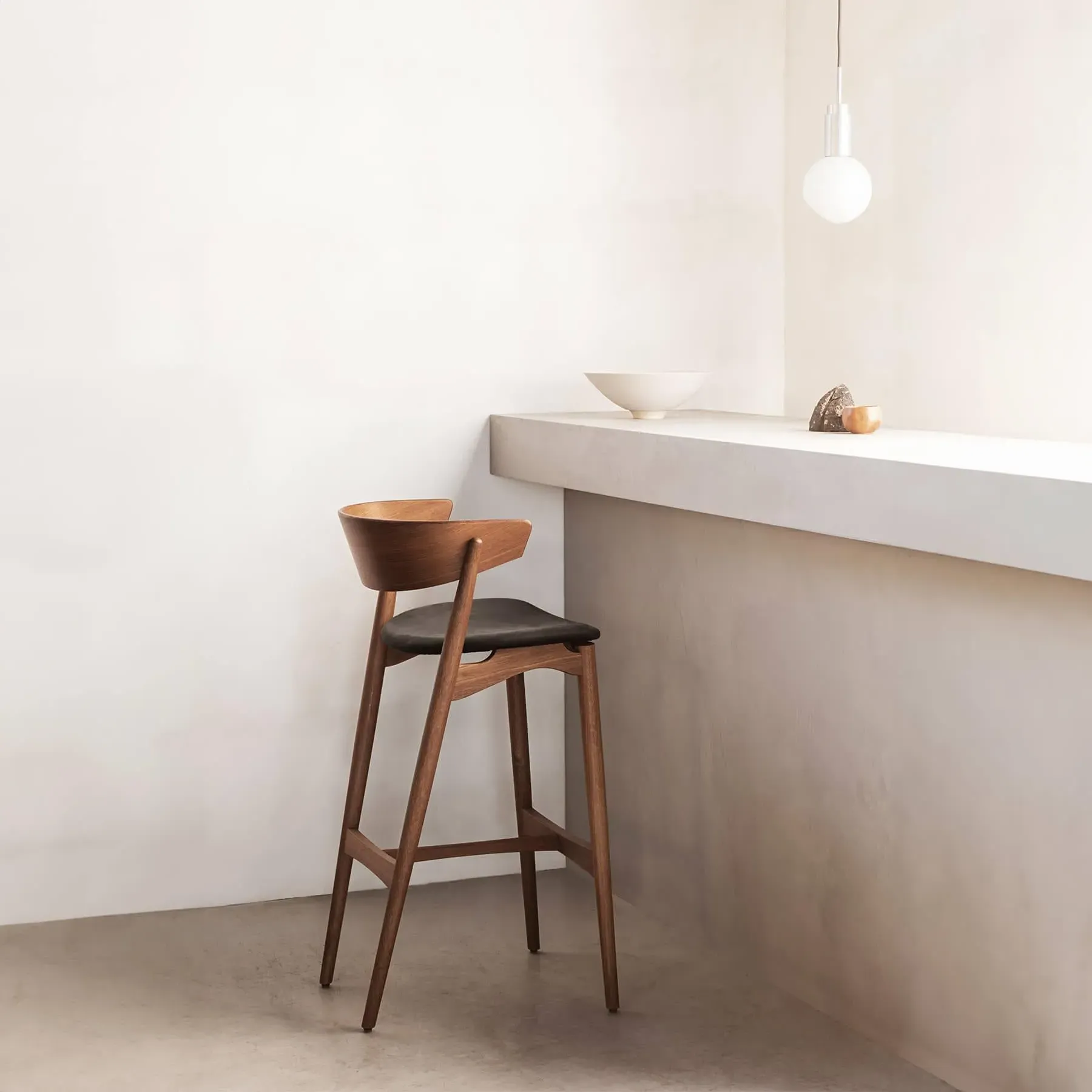 75cm Bar Stool with Backrest - Honey, Leather