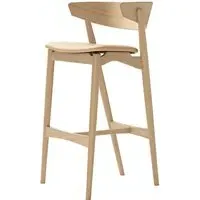 75cm Bar Stool with Backrest - Honey, Leather