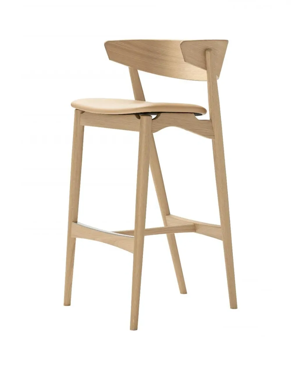 75cm Bar Stool with Backrest - Honey, Leather