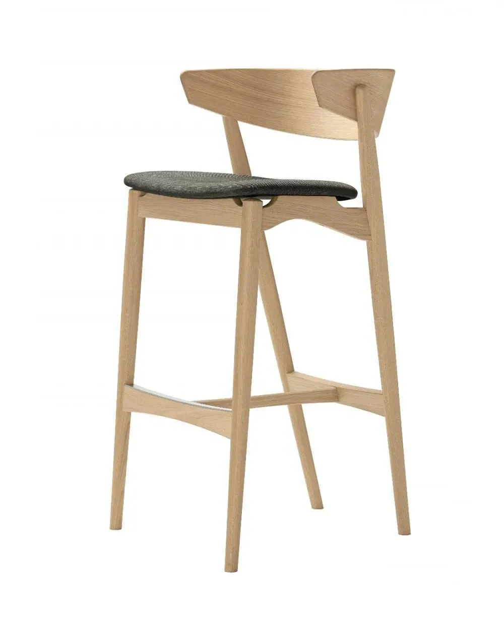 75cm Bar Stool with Backrest - Oak