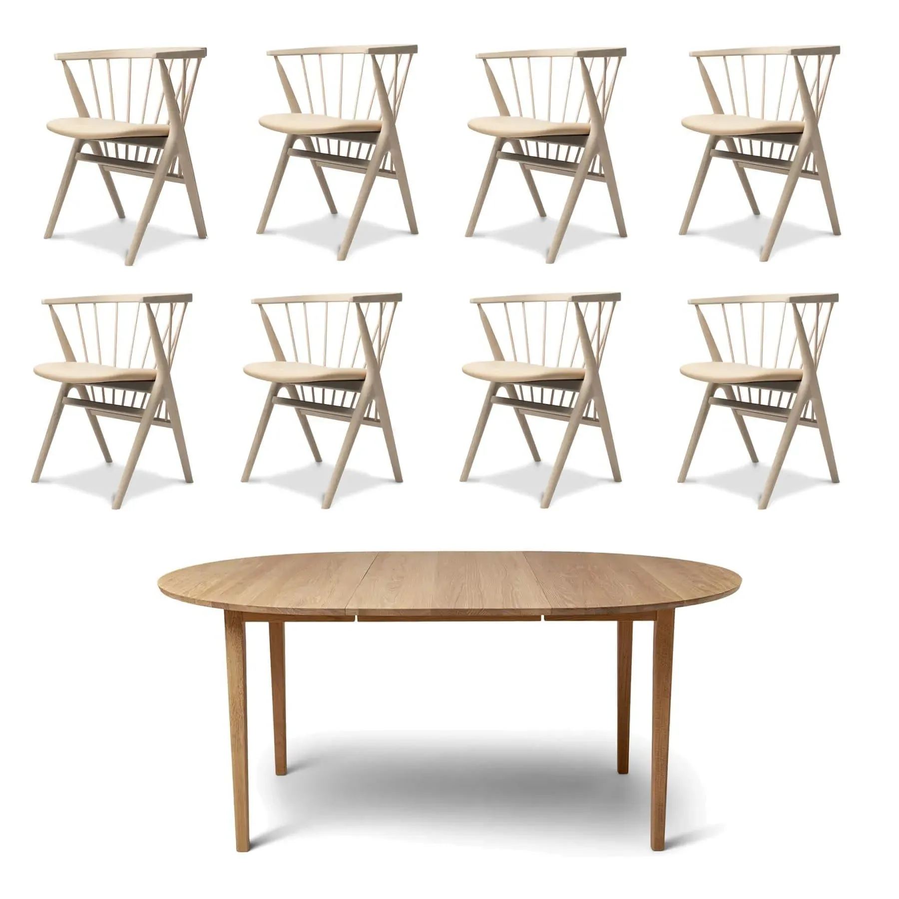 8-Piece Dining Set with Extension - Oak