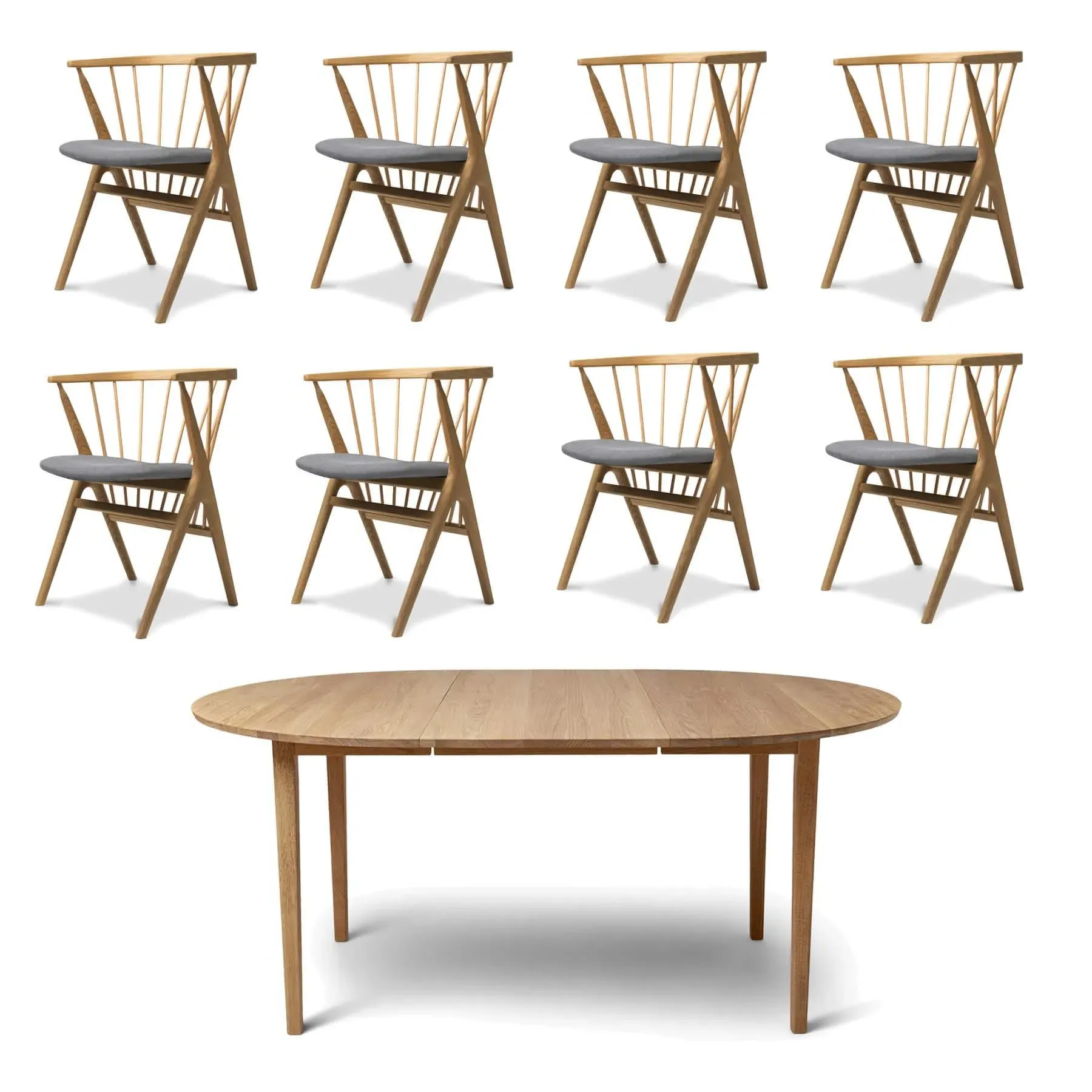 8-Piece Dining Set with Extension - Oak