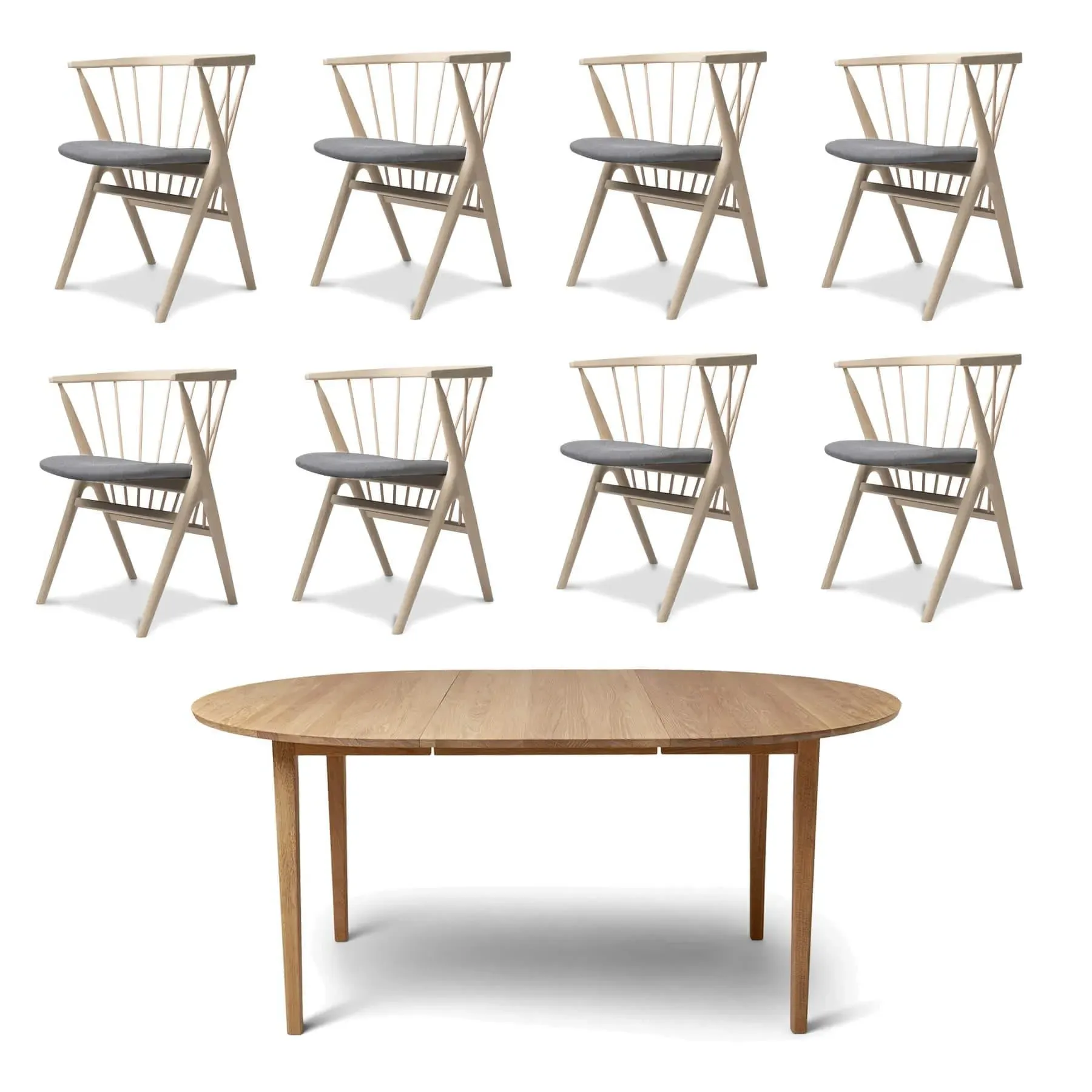 8-Piece Dining Set with Extension - Oak