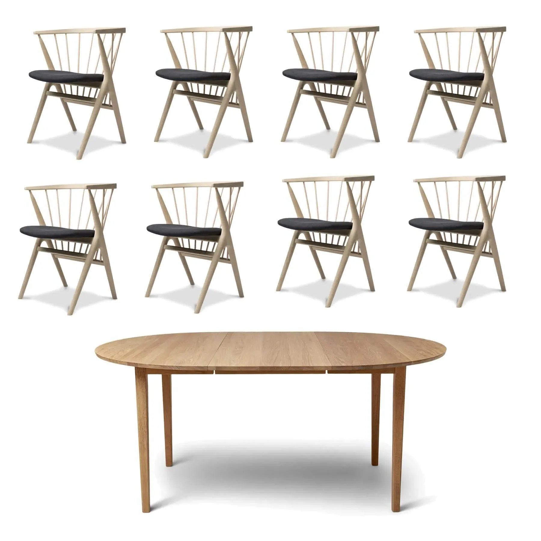 8-Piece Dining Set with Extension - Oak