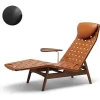 AV Egoist Chaise Lounge with Side Table - Black, Oak