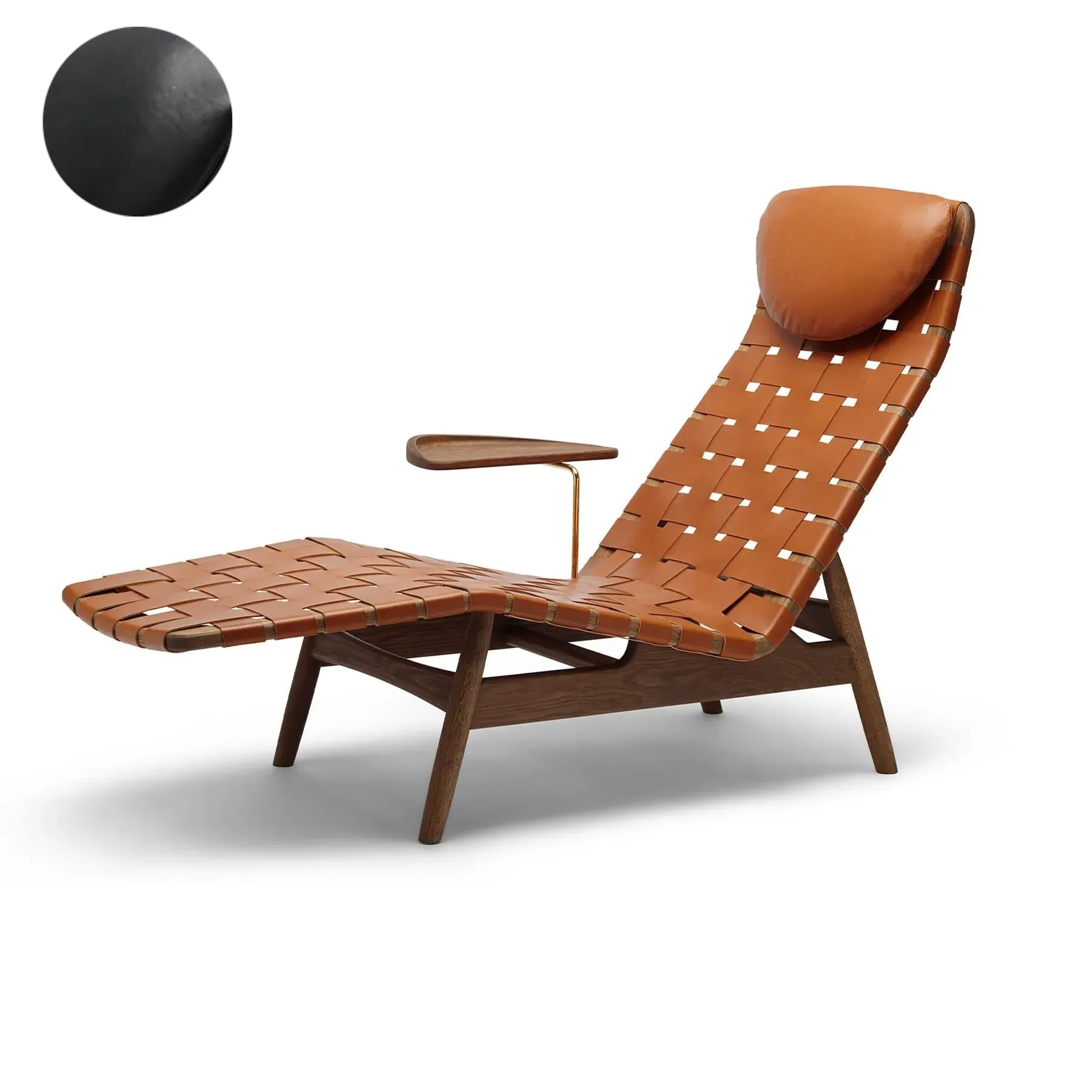 AV Egoist Chaise Lounge with Side Table - Black, Oak