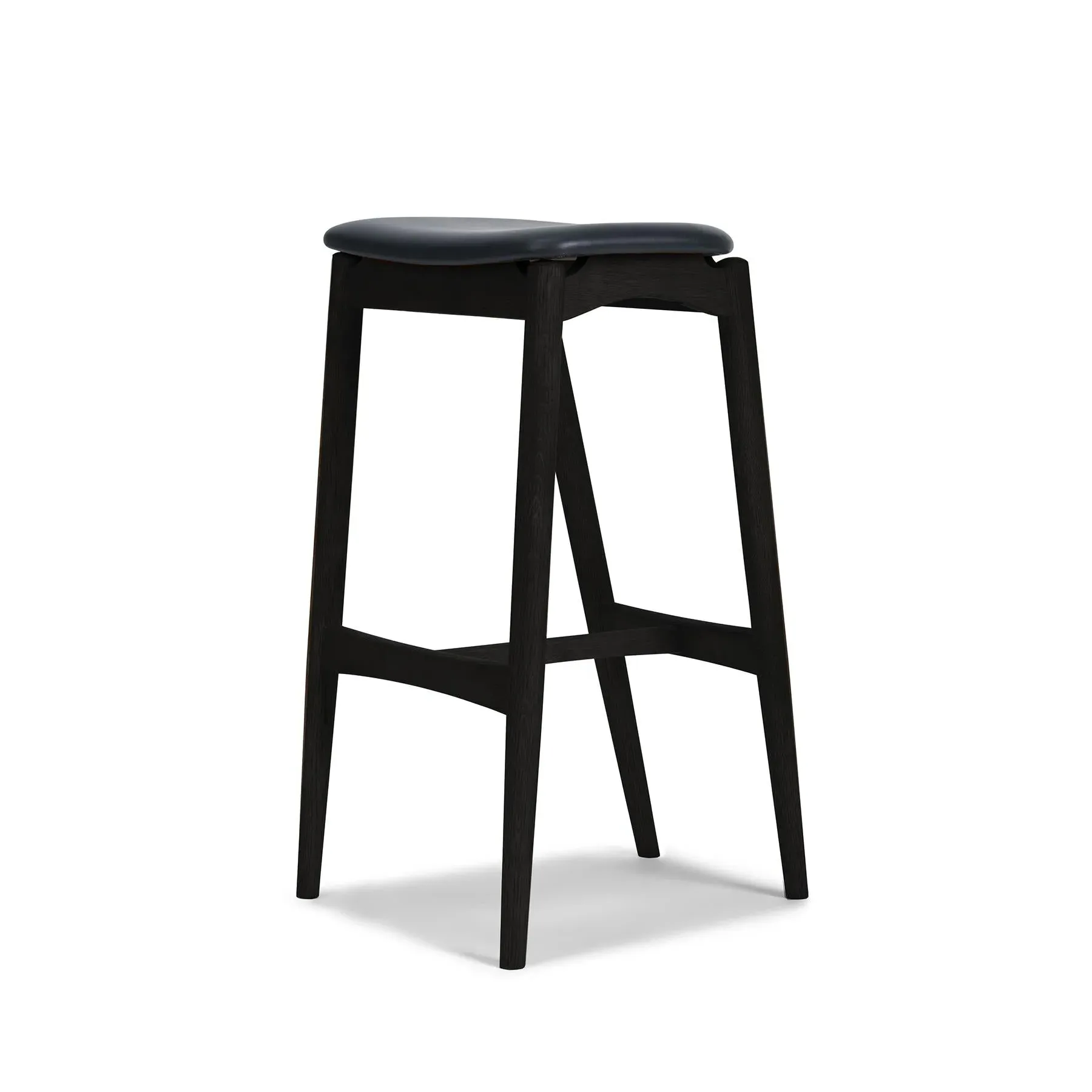 Bar Stool with Upholstery - Anthracite, Leather