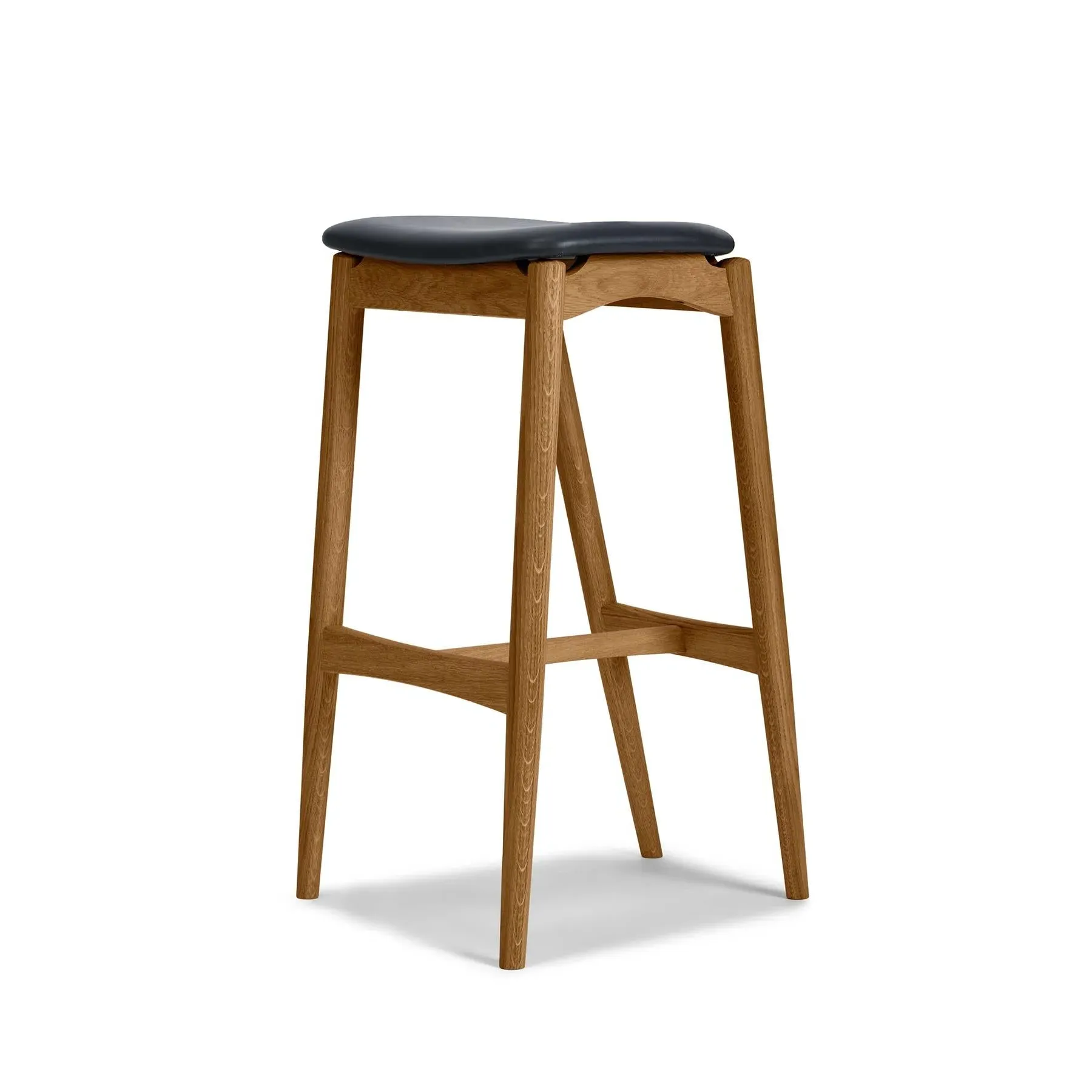 Bar Stool with Upholstery - Anthracite, Leather image