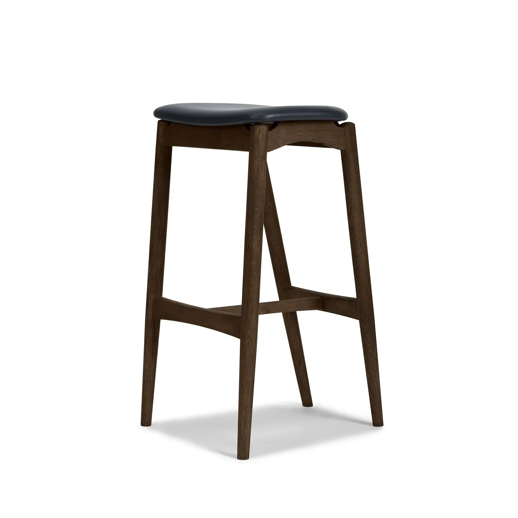Bar Stool with Upholstery - Cognac, Leather