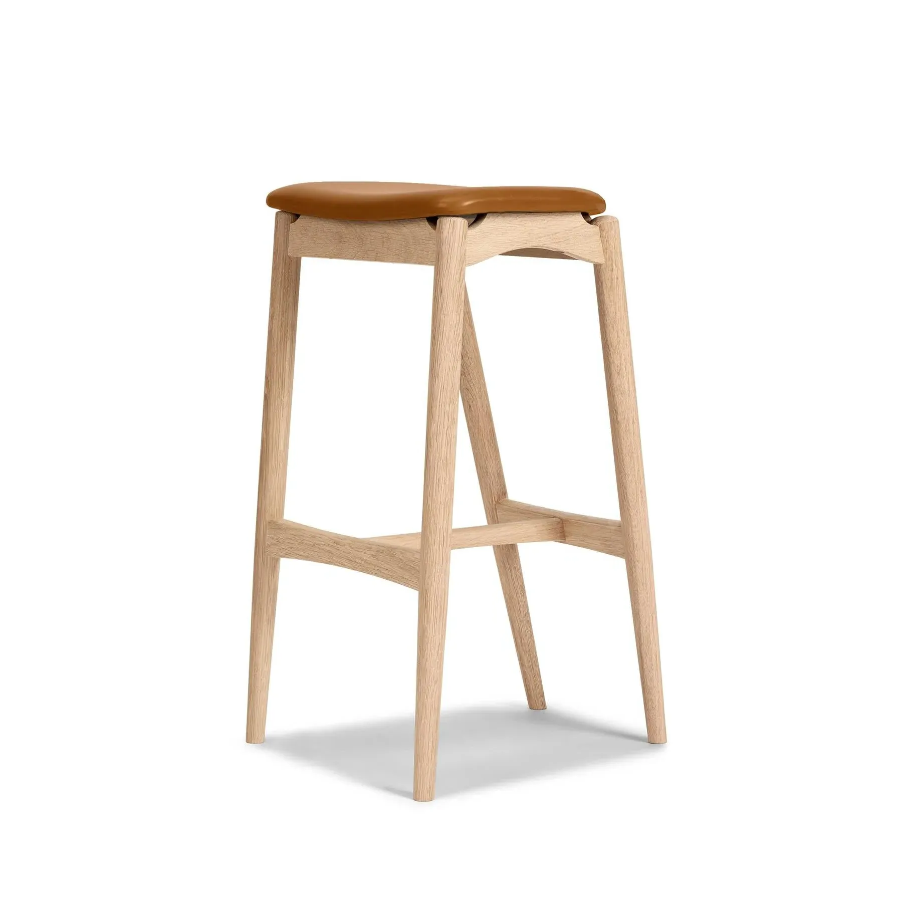 Bar Stool with Upholstery - Light Grey, Leather