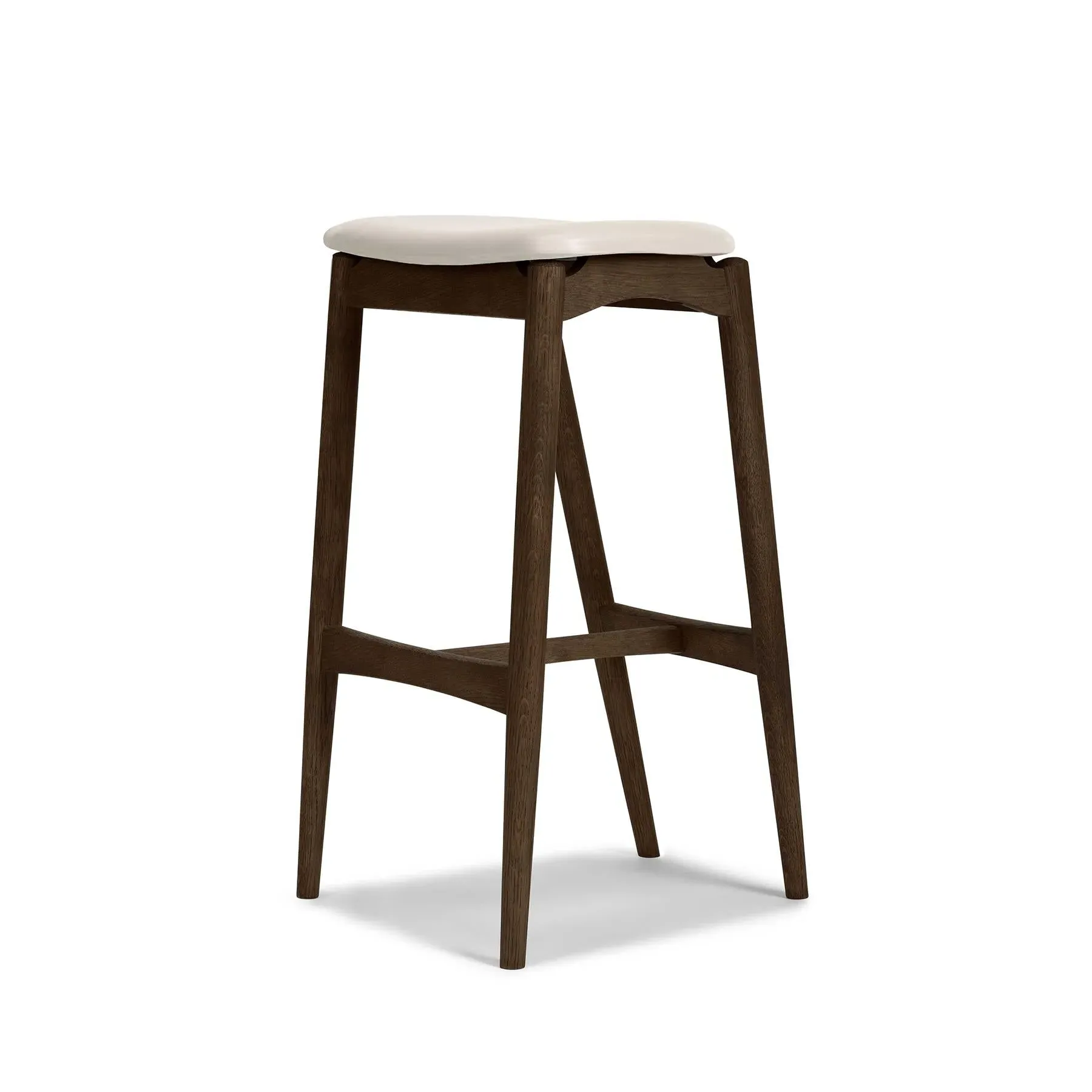 Bar Stool with Upholstery - Light Grey, Leather