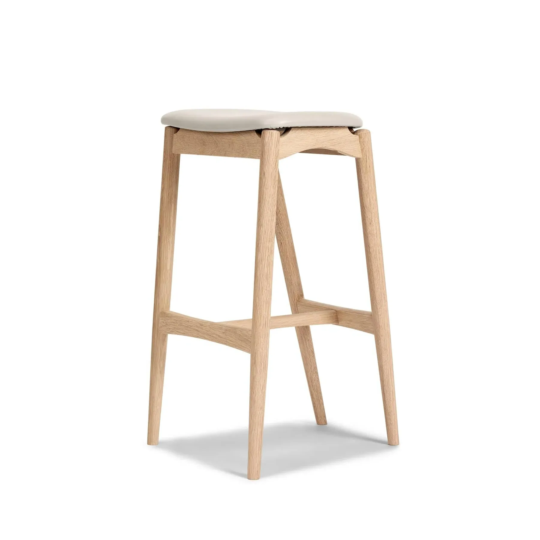 Bar Stool with Upholstery - Light Grey, Leather