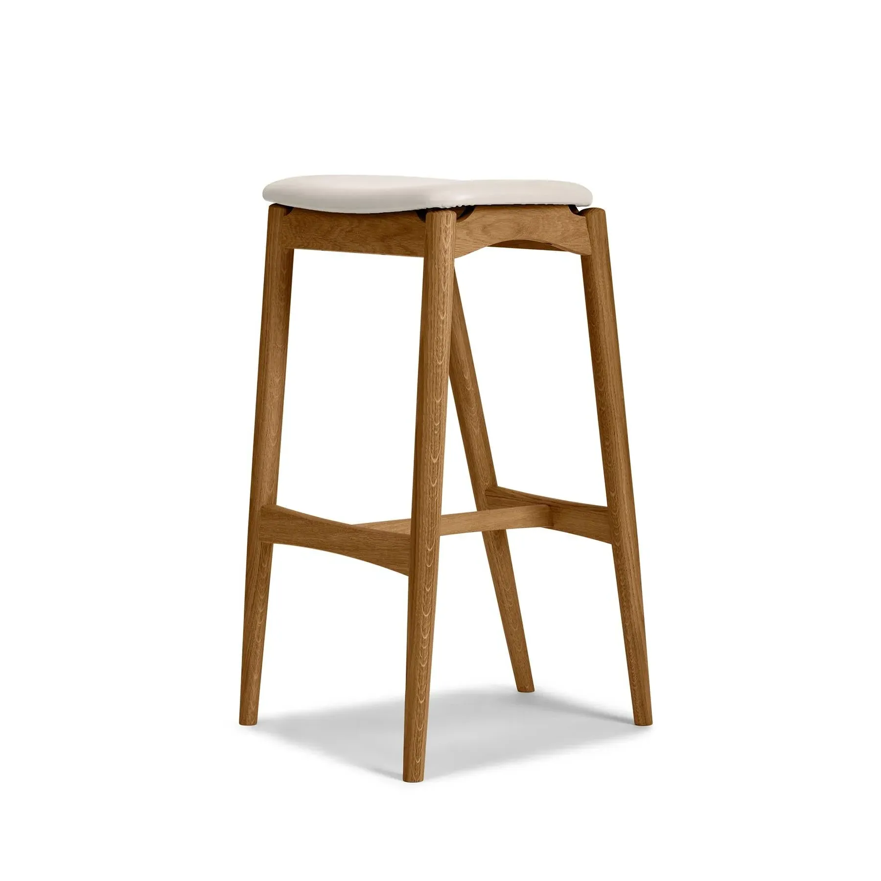 Bar Stool with Upholstery - Light Grey, Leather