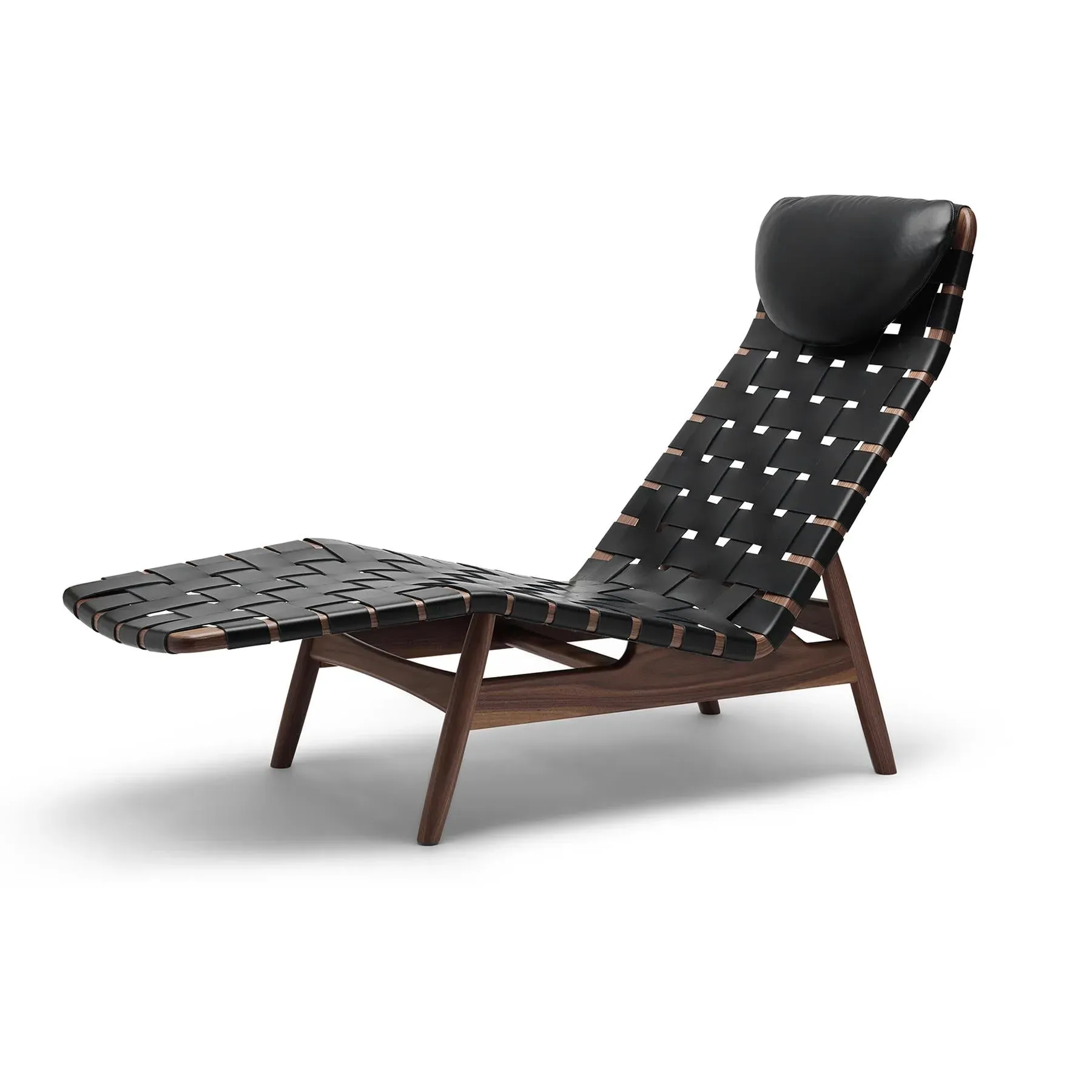 Chaise Lounge with Side Table Option - Black, Leather