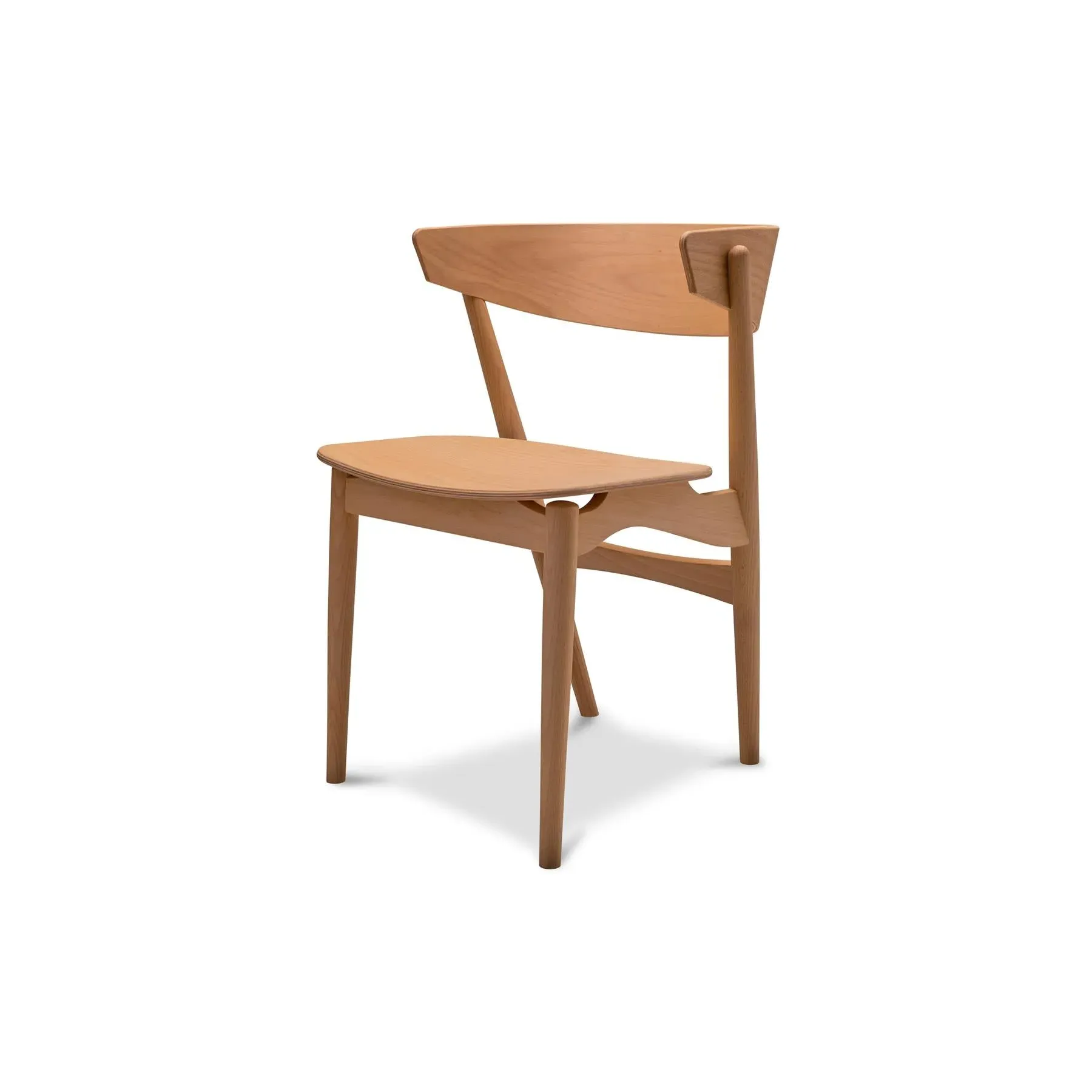 Dining Chair with Moulded Backrest - Black, Beech