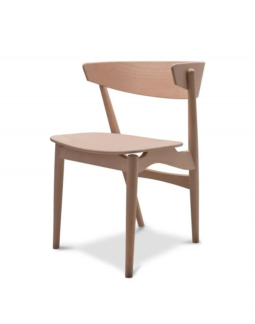 Dining Chair with Moulded Backrest - White, Beech