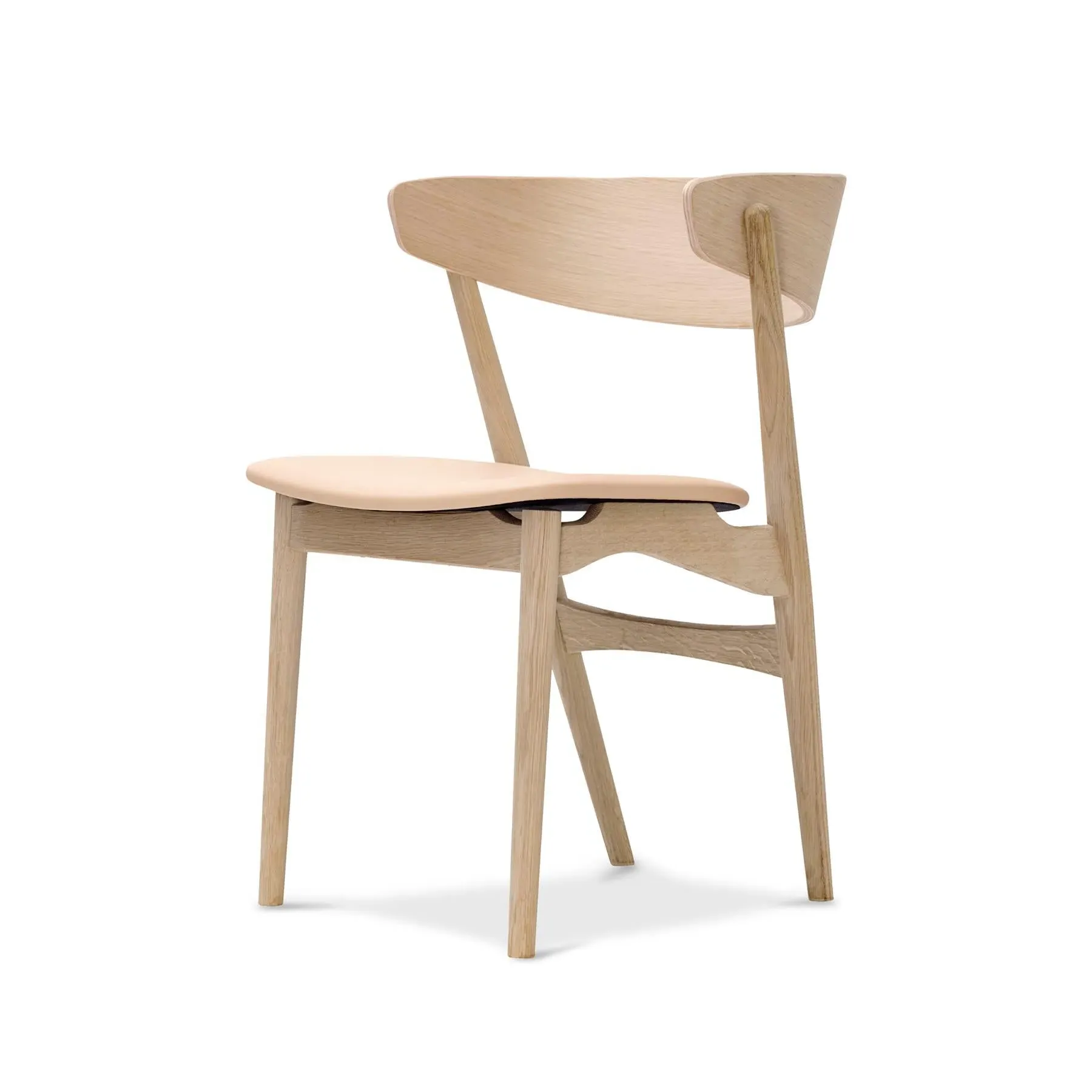 Dining Chair with Upholstered Seat - Honey, Leather image