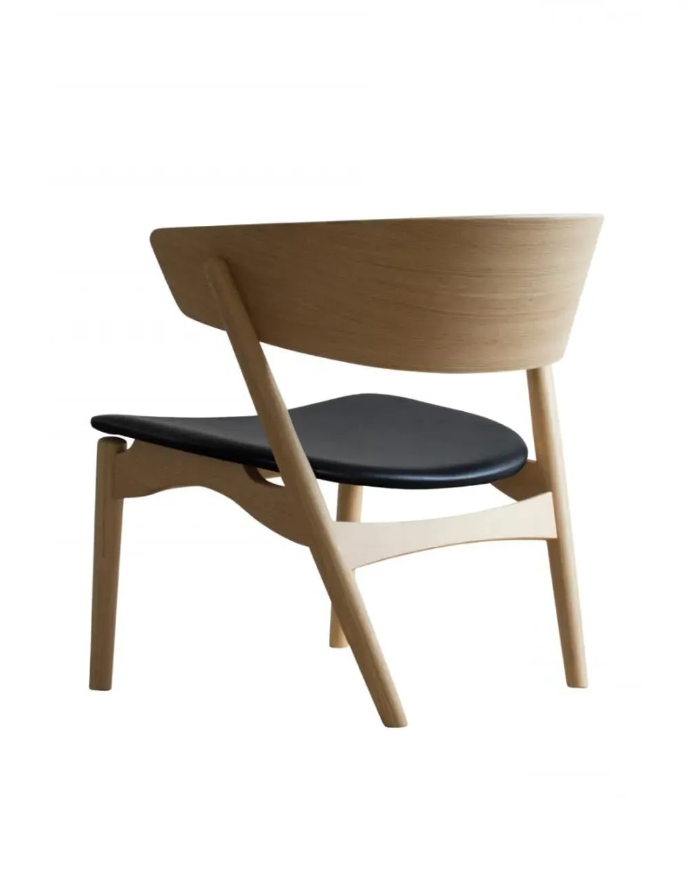 Lounge Chair with Moulded Backrest - Black, Leather