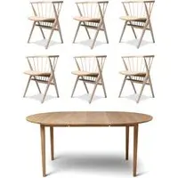 No 3 & No 8 Dining Set Extendable - Honey Leather, Oak