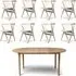 No 3 & No 8 Dining Set Extendable - Honey Leather, White Oak