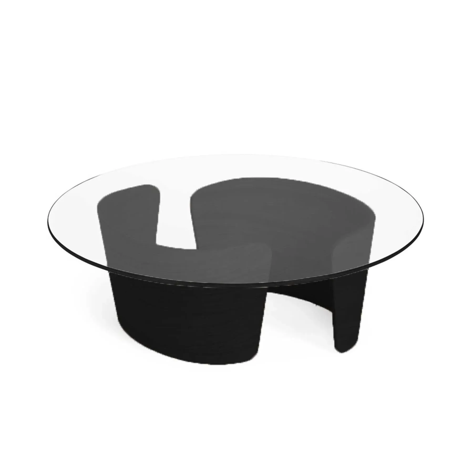Round Coffee Table with Glass Top - Black, Oak