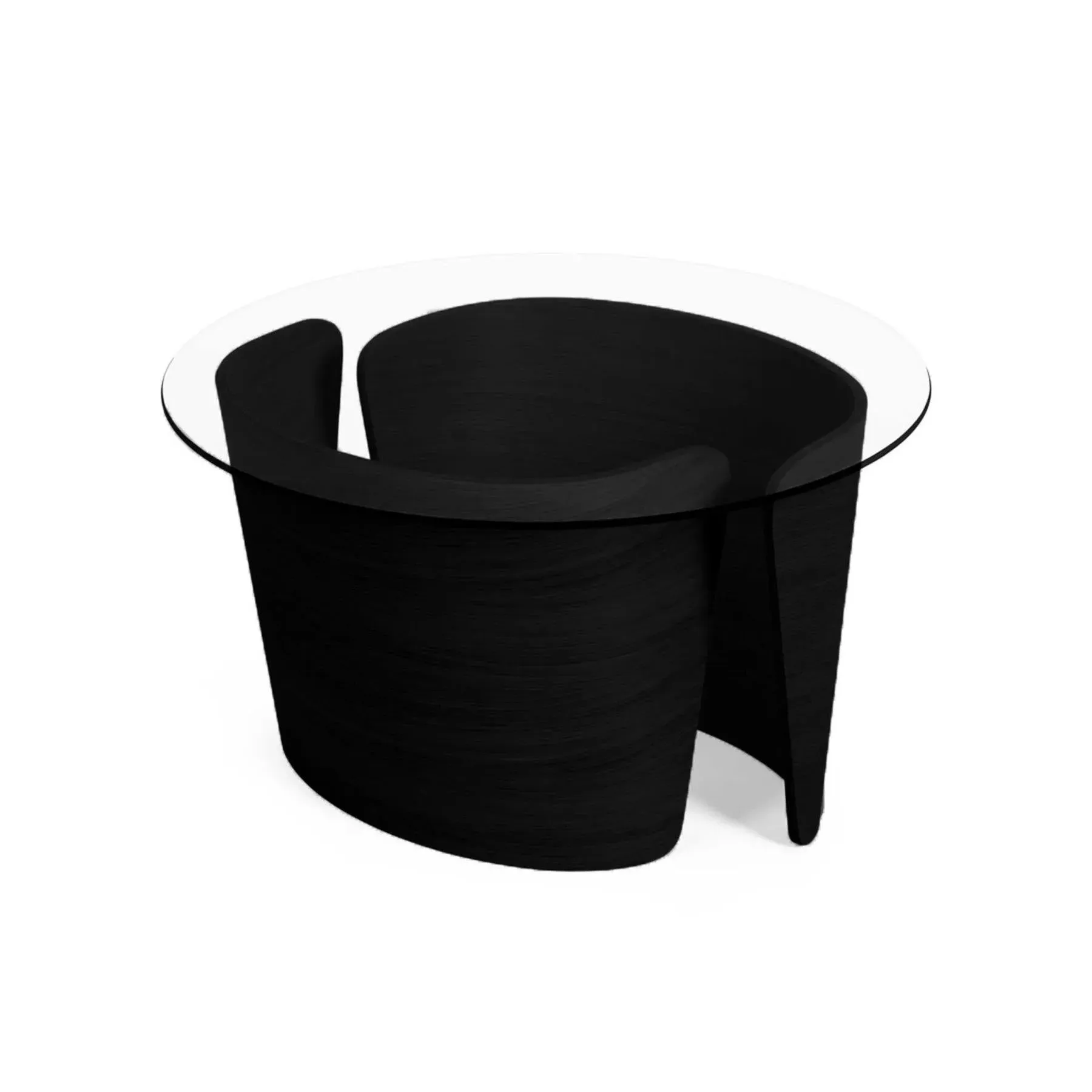 Round Coffee Table with Glass Top - Black, Oak