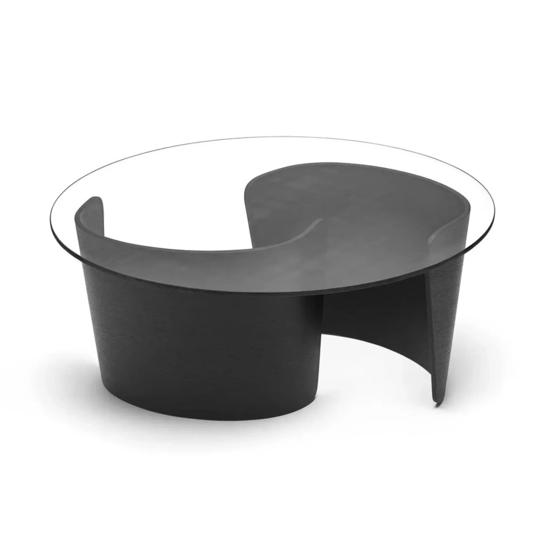 Round Coffee Table with Glass Top - Black, Oak