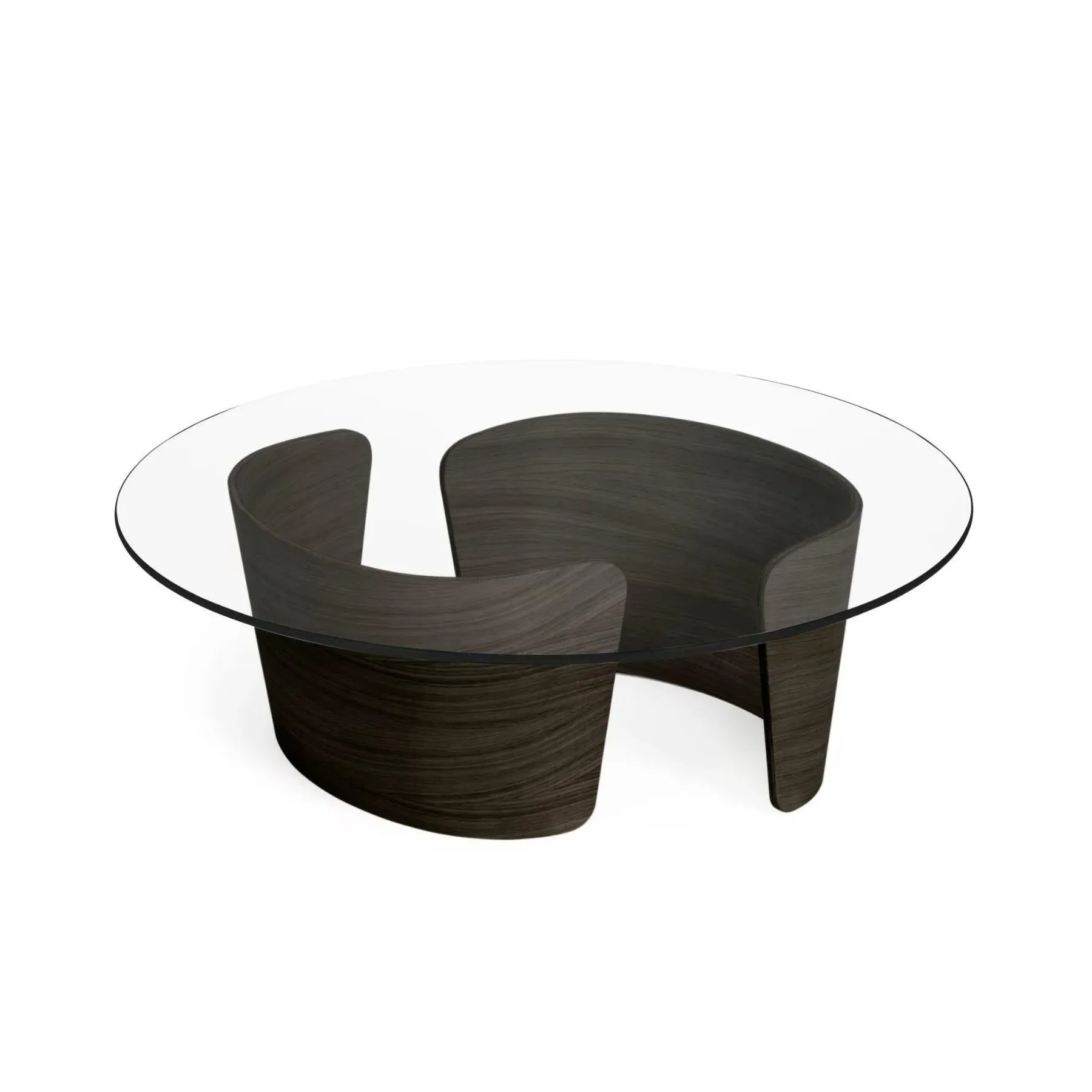 Round Coffee Table with Glass Top - Oak