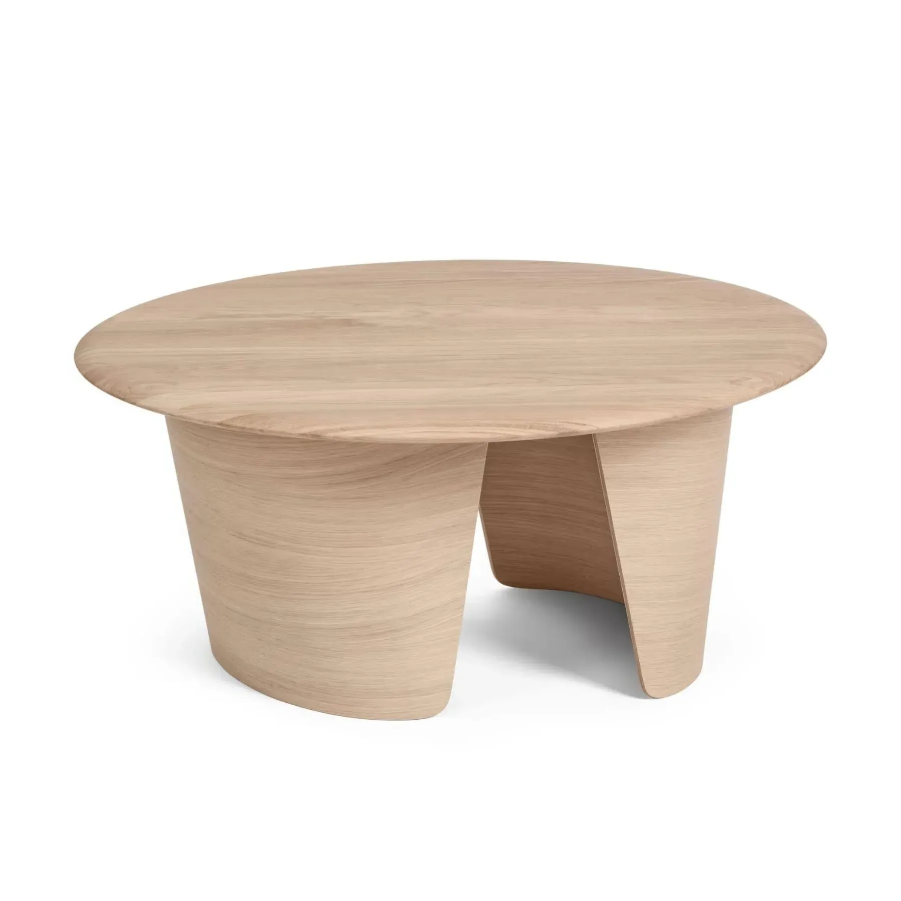 Round Coffee Table with Shelves - White, Oak