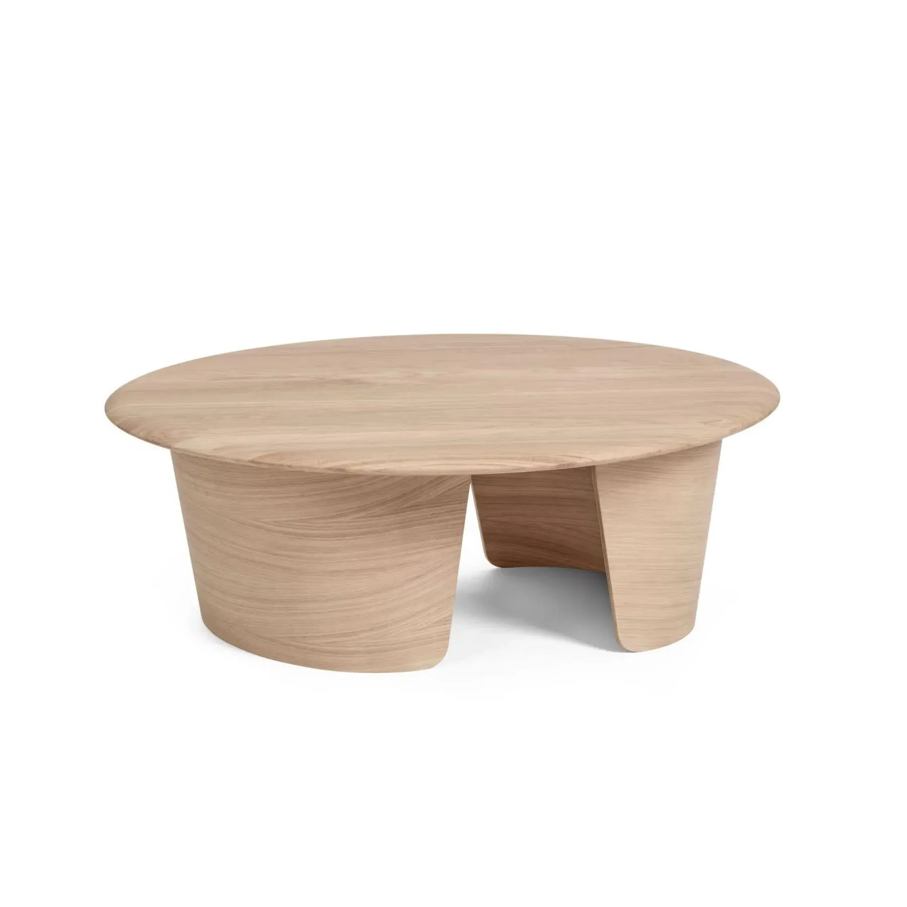 Round Coffee Table with Shelves - White, Oak image