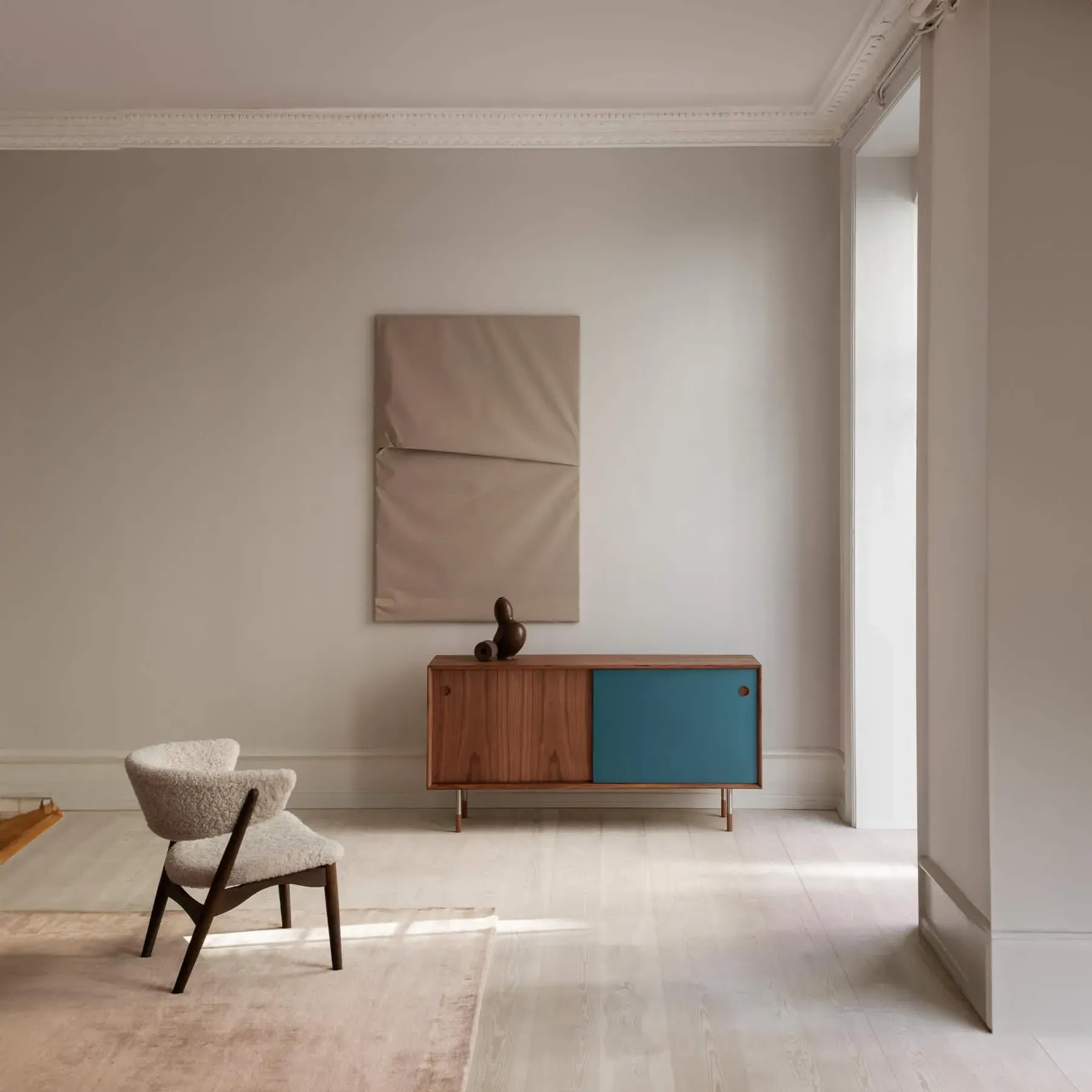 Sideboard with Storage - Blue, Walnut