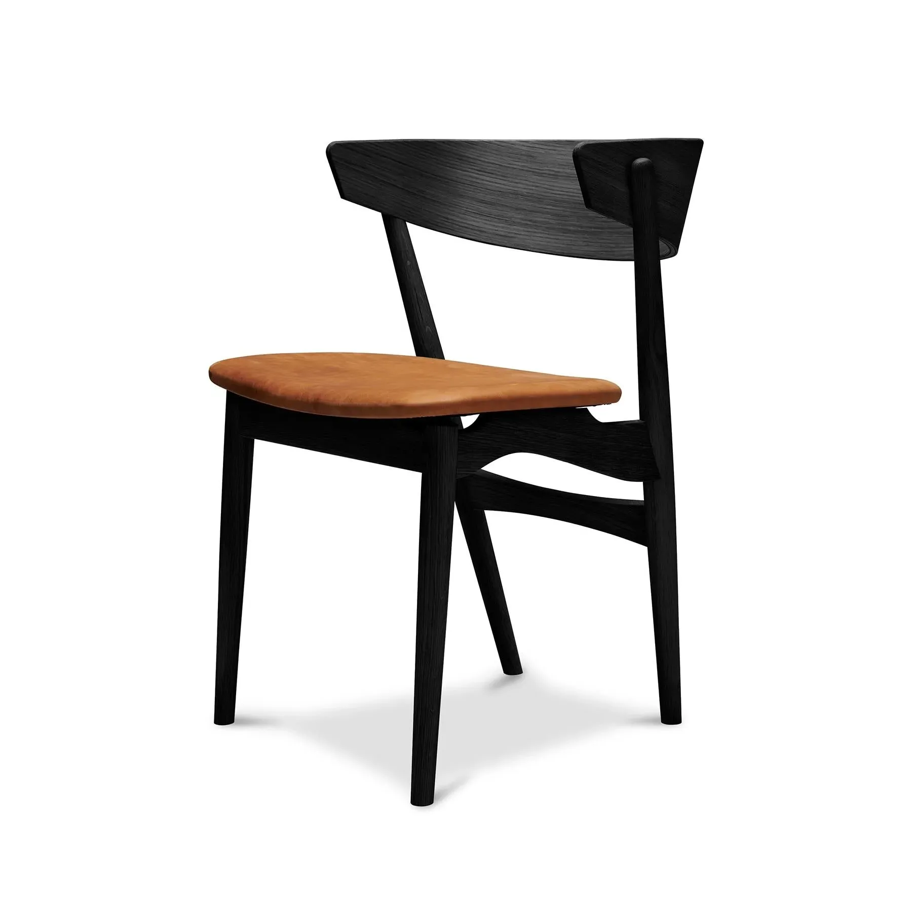 Upholstered Dining Chair - Cognac, Leather