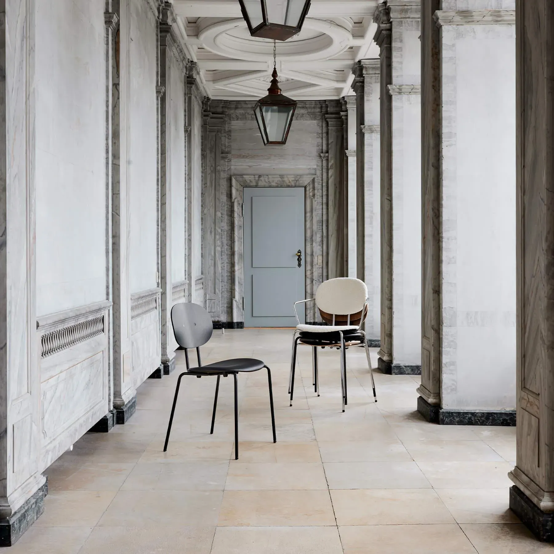 Upholstered Dining Chair with Arms - Anthracite