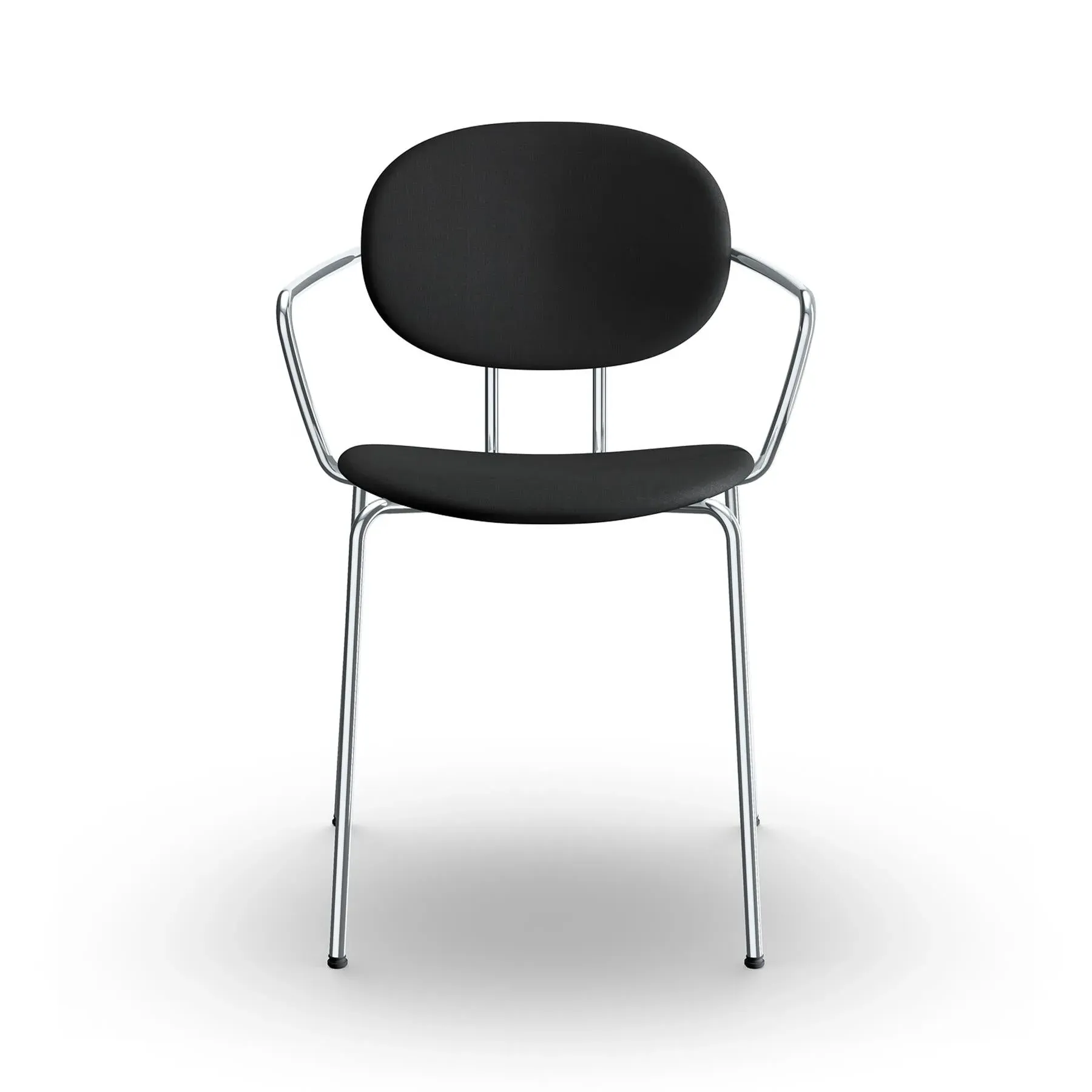 Upholstered Dining Chair with Arms - Chrome Steel