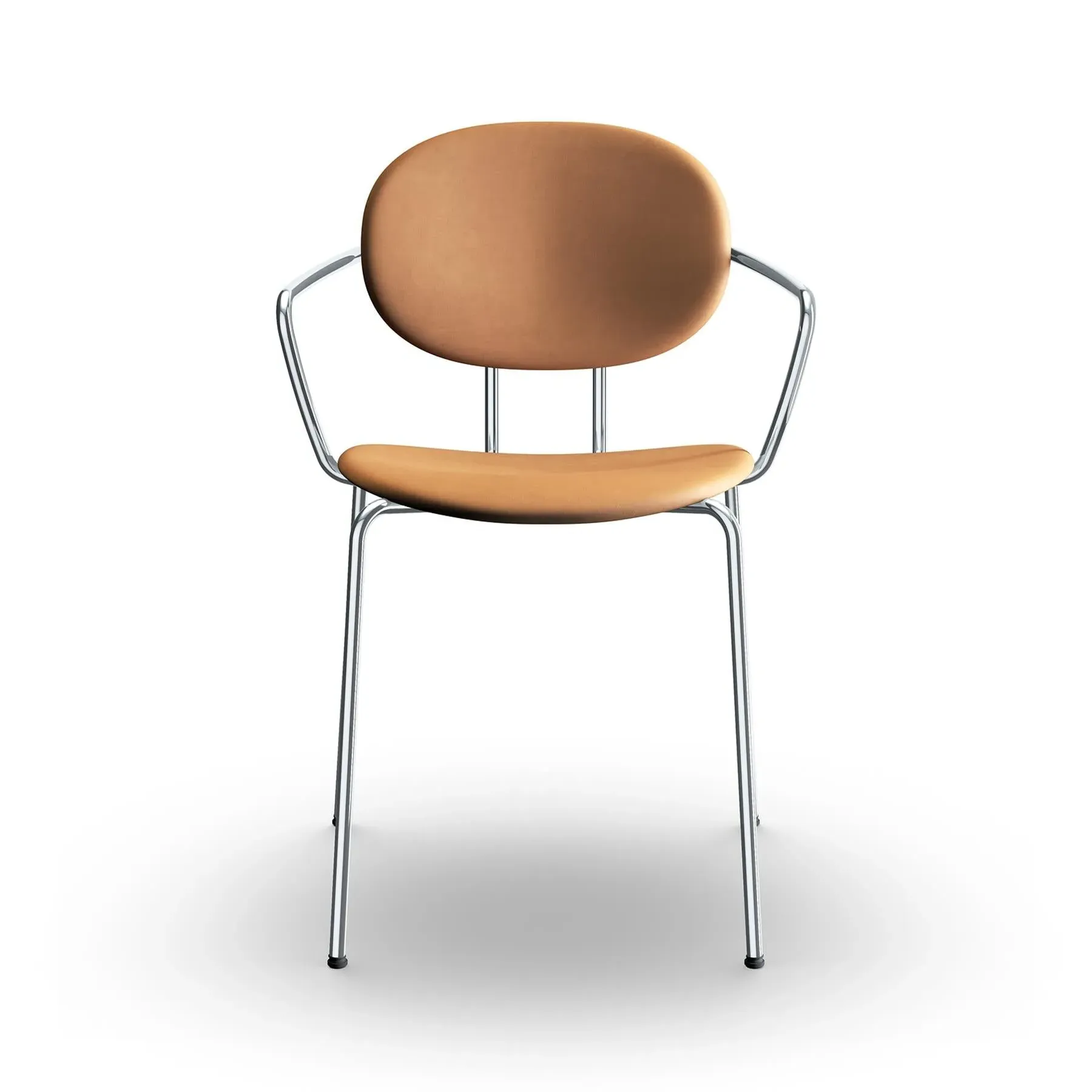 Upholstered Dining Chair with Arms - Cognac