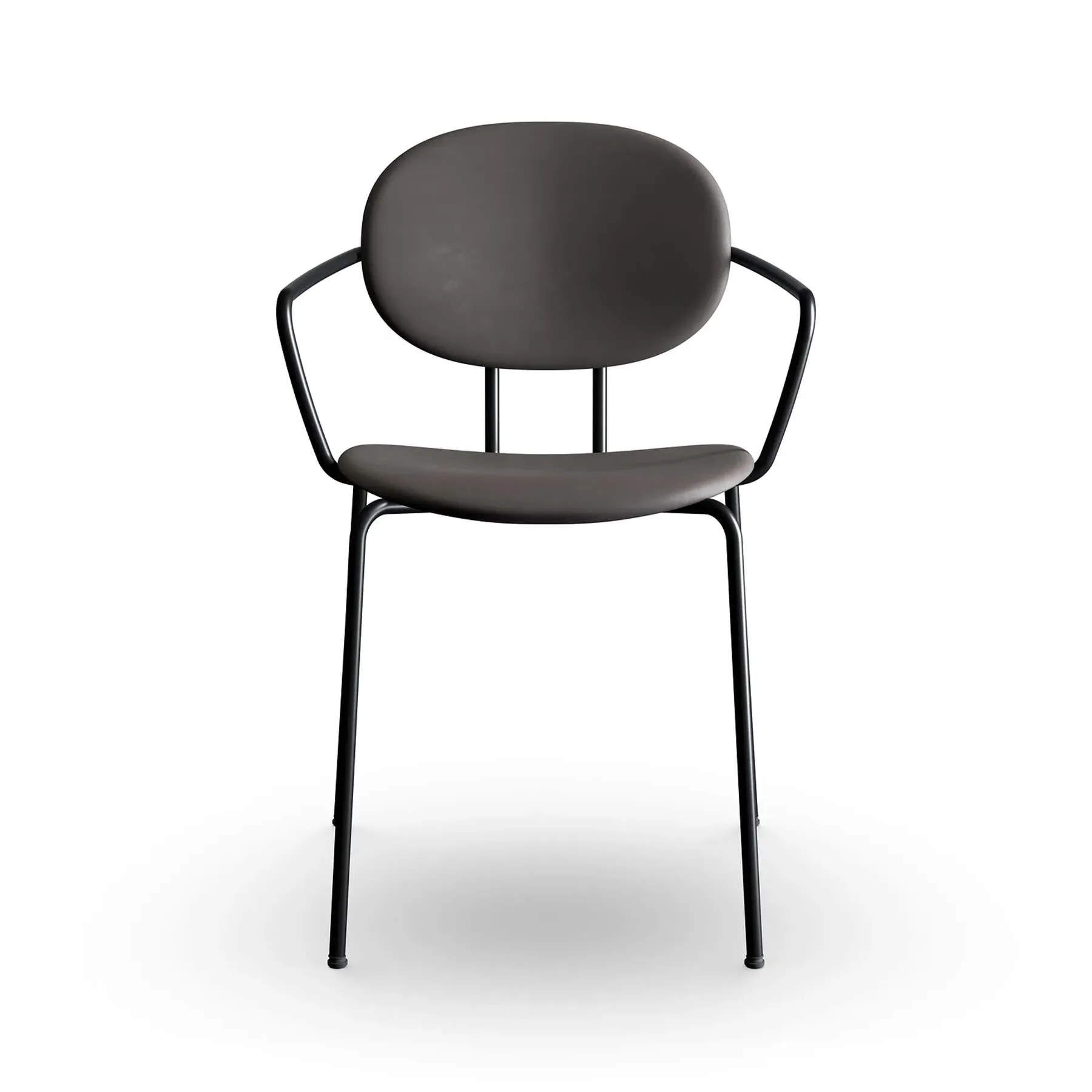 Upholstered Dining Chair with Arms - Dark Brown