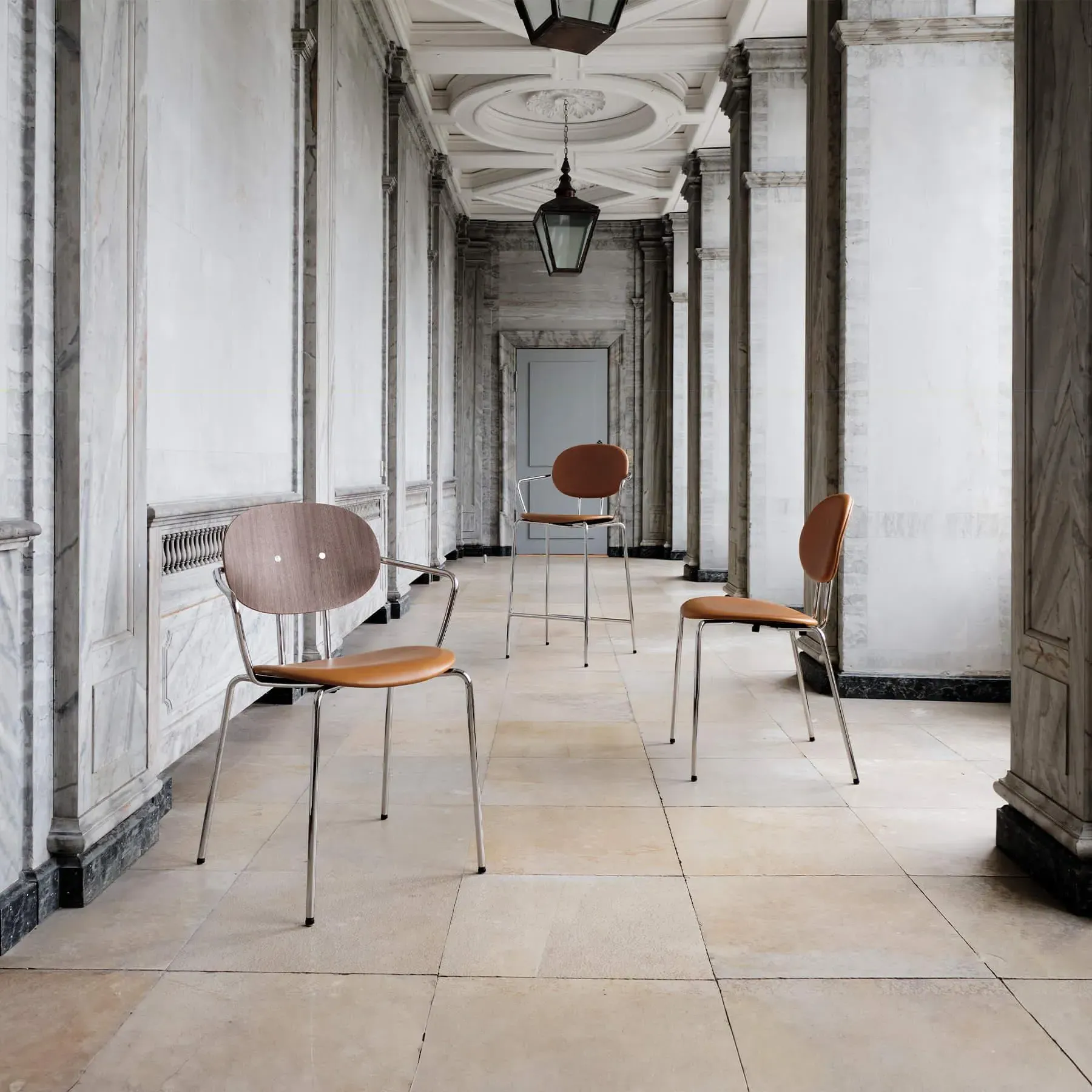 Upholstered Dining Chair with Arms - Fabric