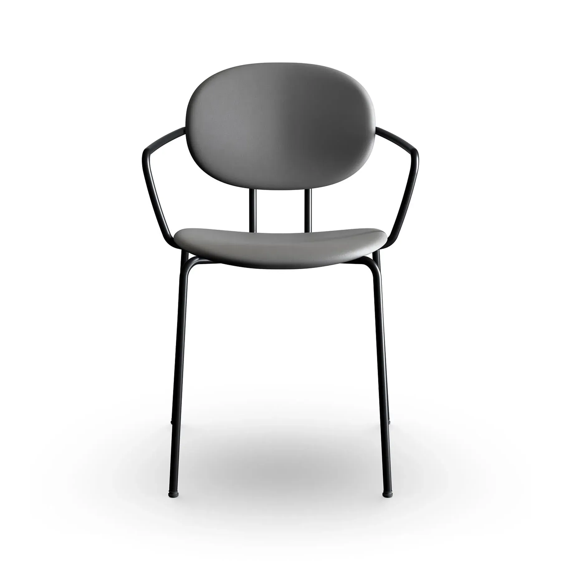 Upholstered Dining Chair with Arms - Grey