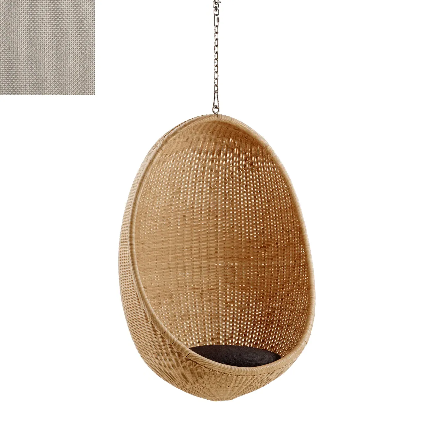 Egg Hanging Chair with Chain - Beige, Rattan