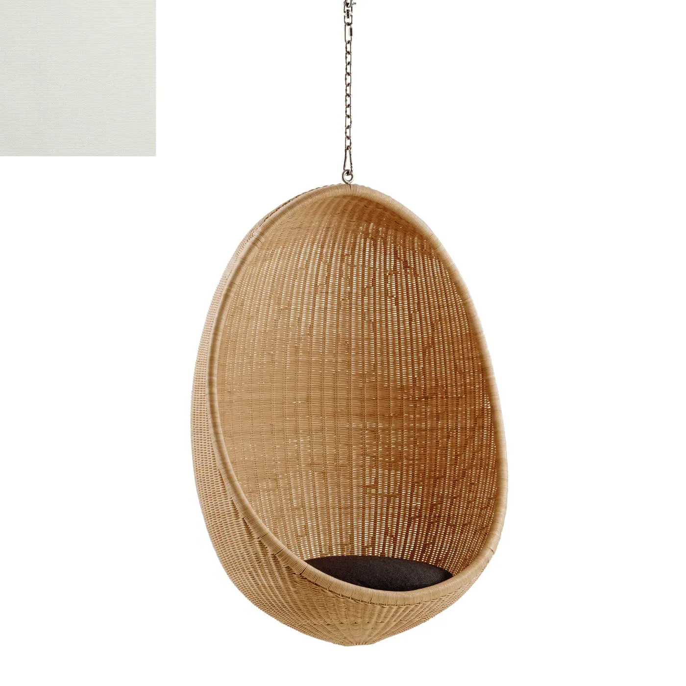 Egg Hanging Chair with Chain - White, Rattan