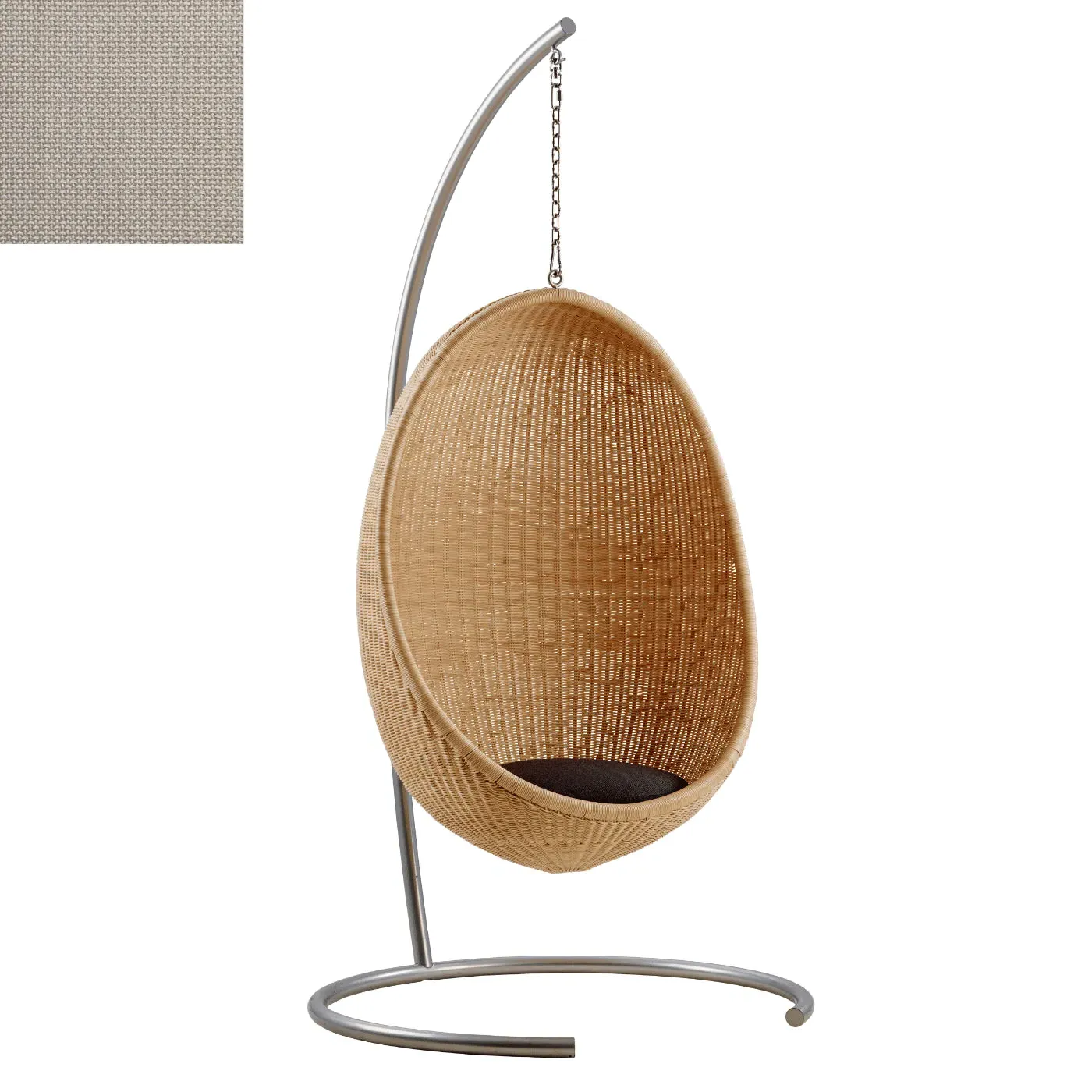 Egg Hanging Chair with Stand - Beige, Rattan