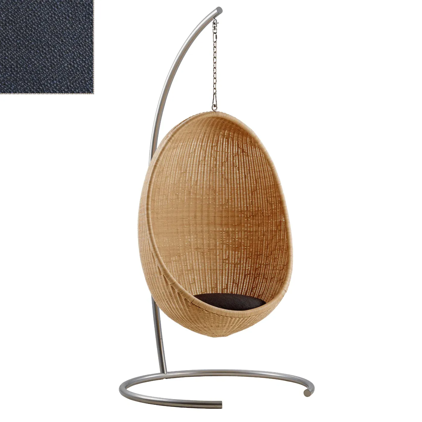 Egg Hanging Chair with Stand - Blue, Rattan image