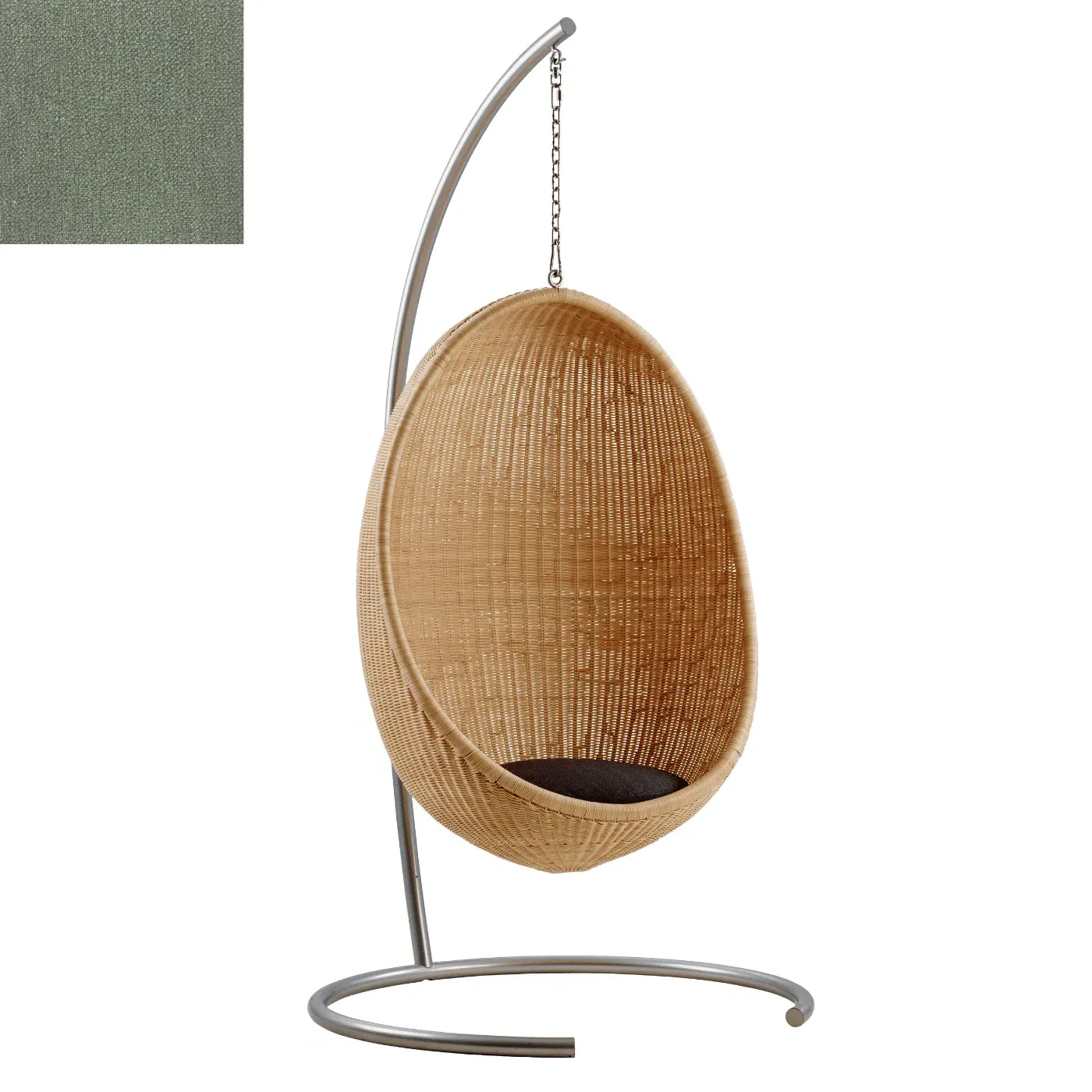 Egg Hanging Chair with Stand - Green, Rattan