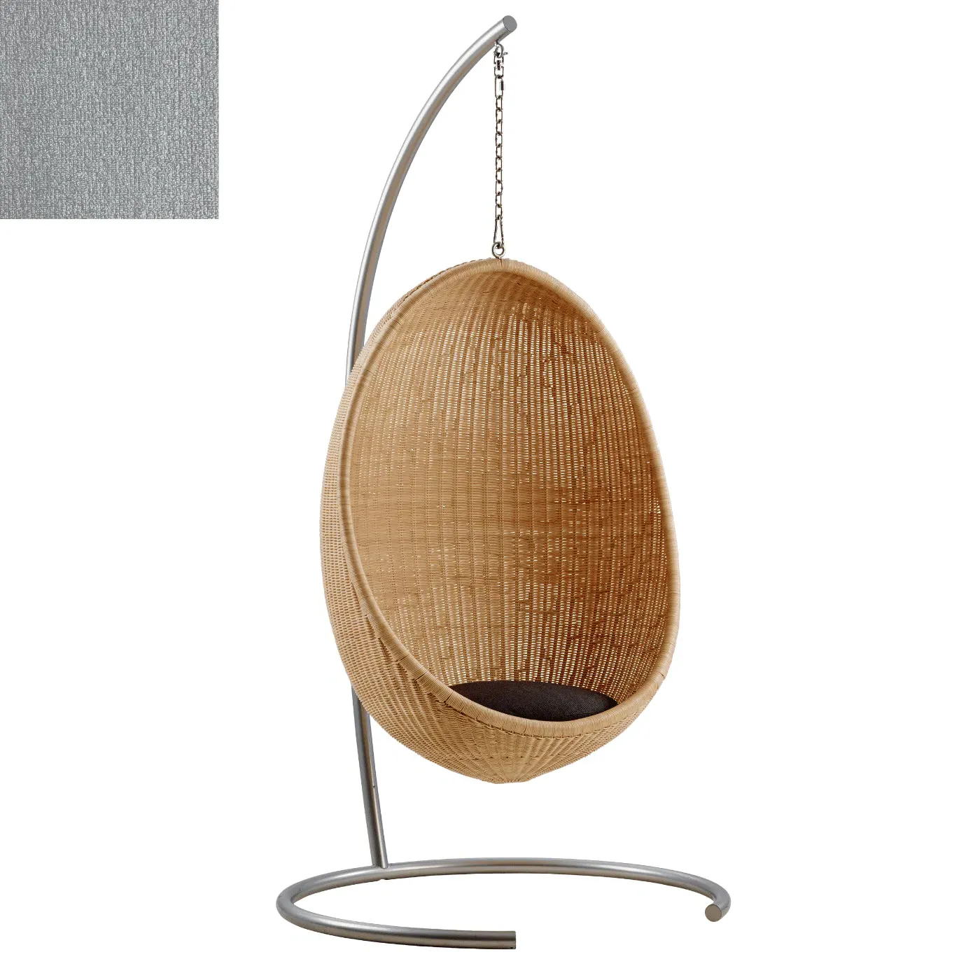 Egg Hanging Chair with Stand - Grey, Rattan