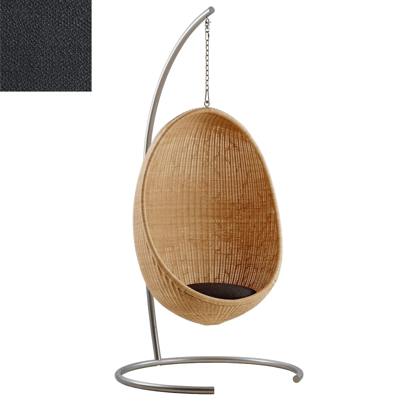 Egg Hanging Chair with Stand - Grey, Rattan